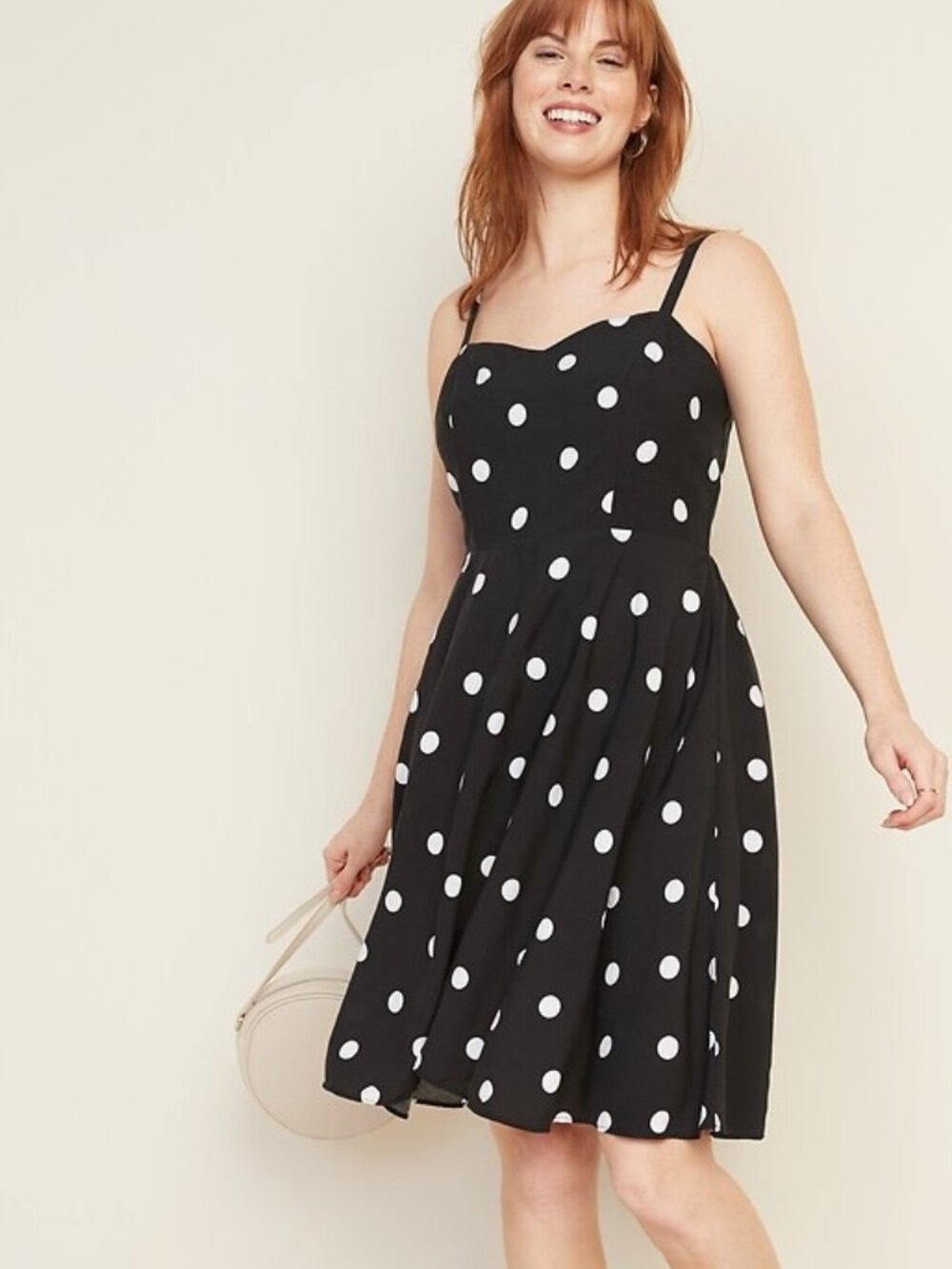 OLD NAVY Polka Dot Fit & Flare Mini Dress Classic Timeless Chic Euro Summer  M